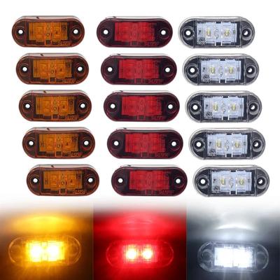 10ks 12V 24VAmber Bílá Červená LED Oválná Boční Obrysová Světla Auto Nákladní Auto Světlo Výstražné Světlo Nouzové Pracovní Světlo Obrysové Světlo