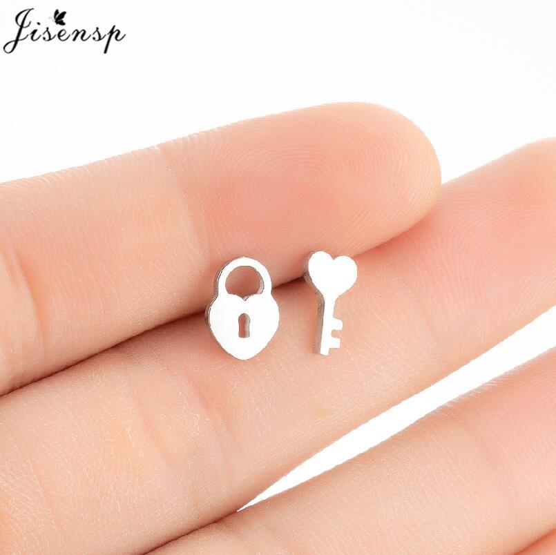 Ethnic Sun Totem Stud Earrings Personality Stainless Steel Heart Key Lock Arrow Earings for Women Geometric Jewelry Oorbellen