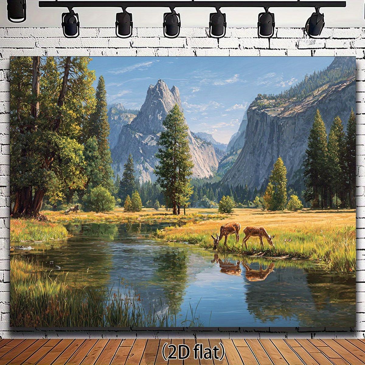 2D planar diagram  self-adhesive wall background fabric inspired by Yosemite 130x150cm