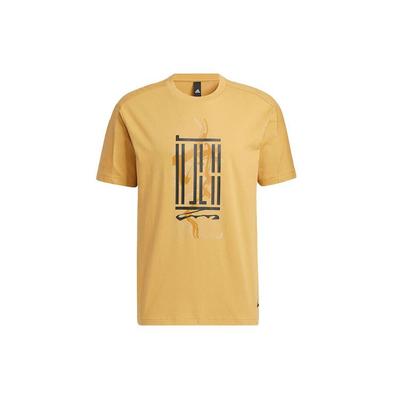Printed Casual Sports Short Sleeve T-Shirt Men Tops Yellow HI6859