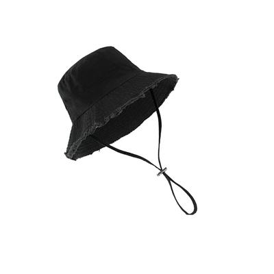 Distressed Wide Brims Bucket Hat For Women Outdoor Beach Travel Adjustable Drawstring Sun Protective Fisherman Hat