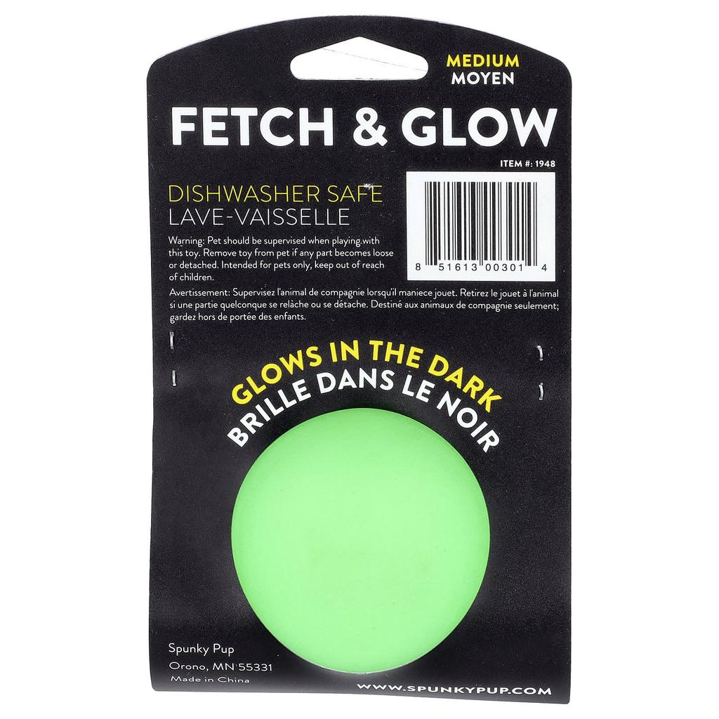 Spunky Pup, Fetch & Glow Ball, Medium, 1 Count