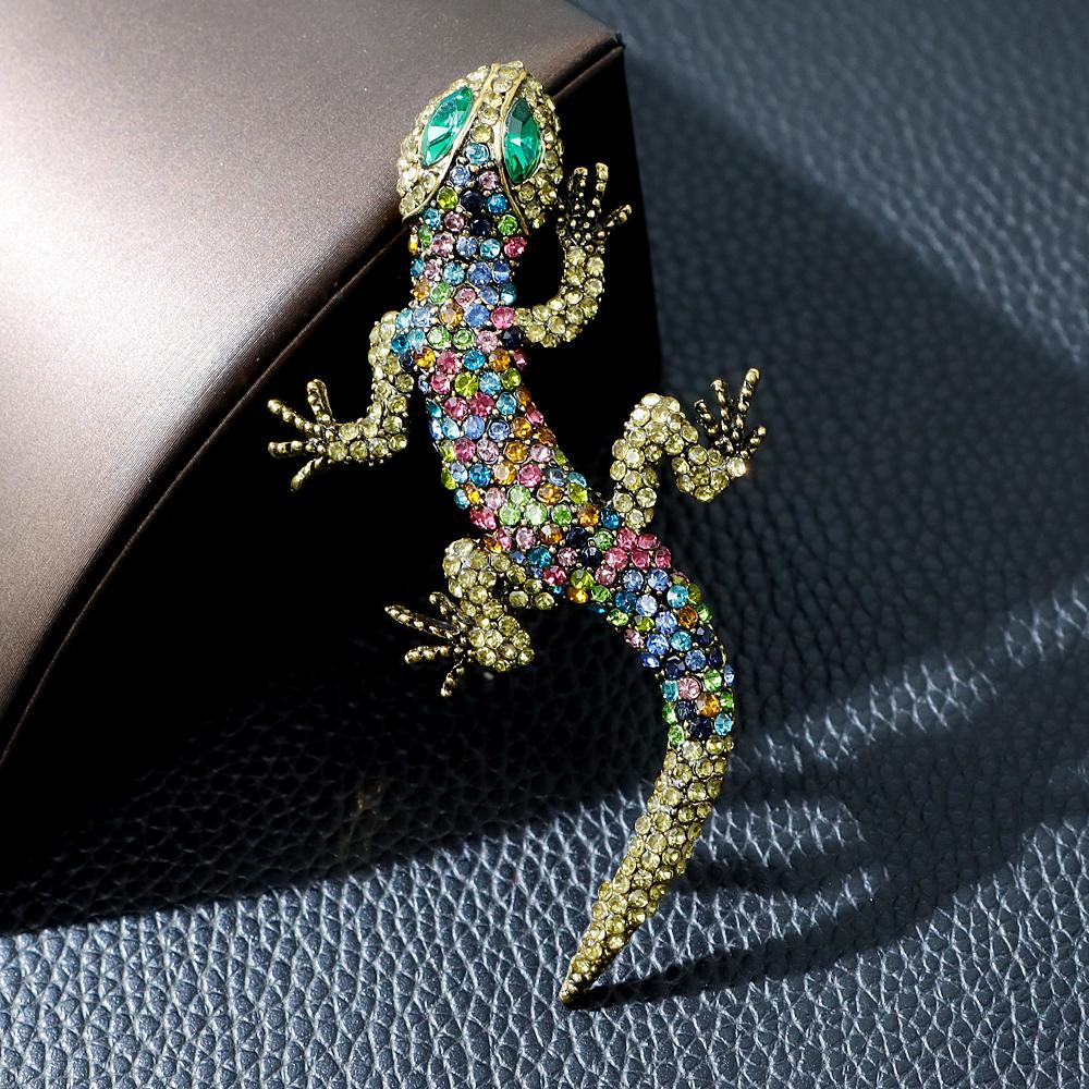 Rhinestone Lizard Gecko Brooches For Women Animal Pin Large Design 2 Colors Available New Arrival 2023