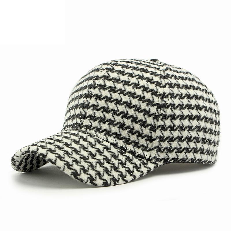 

Женская бейсболка осень-зима из плюша с узором «гусиная лапка» и солнцезащитным кремом