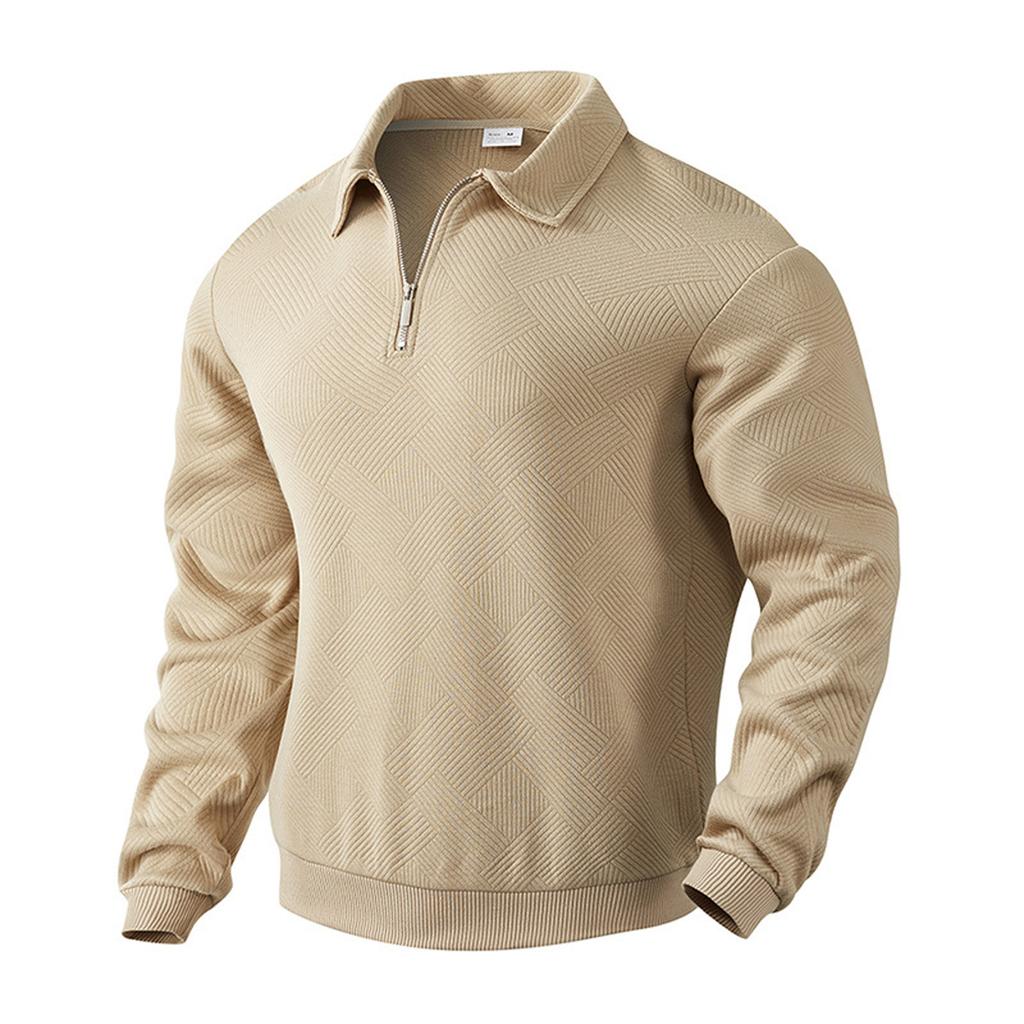 Men'S Long Sleeved Zipper Collar Shirt, Fashionable And Casual Lapel Top