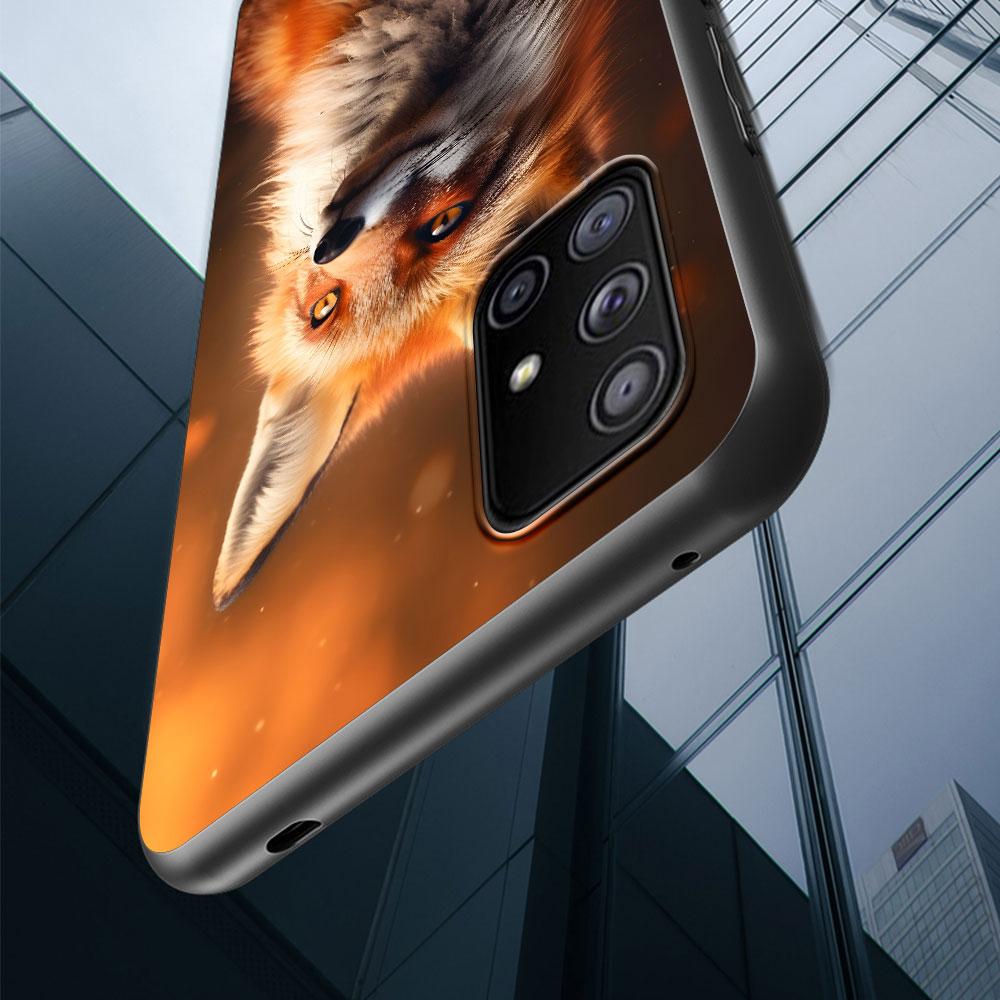 Cute The Fox Animal Case for Samsung Galaxy S23 S21 S20 FE S24 S22 Ultra S10 S10e S9 Plus Soft Black TPU Phone Cover Bumper