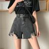 852 Women's High-Waisted Wide-Leg Denim Shorts, Korean Style, Loose Fit