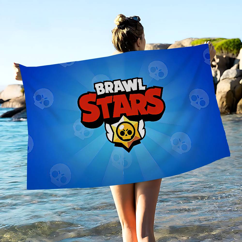 Cute B-rawl Game S-Stars Anime Beach Swimming Towel Soft Absorbent Washcloth Children's Gifts For Kids Travel Camping Gym