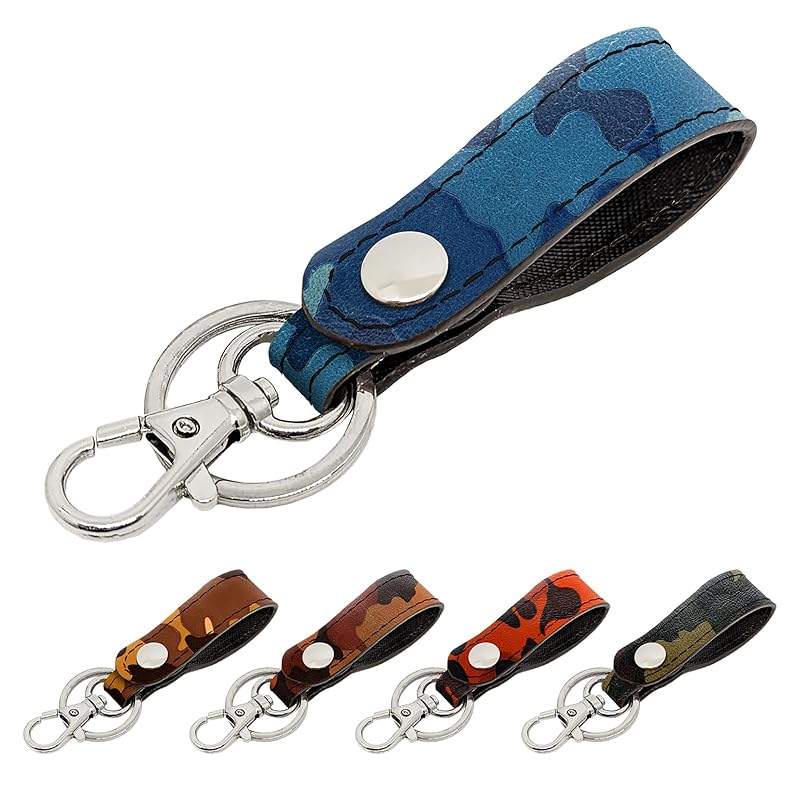 

[Trend SS] genuine leather key ring men s camouflage pattern genuine leather key ring cowhide leather key key snap button belt type key ring bag charm