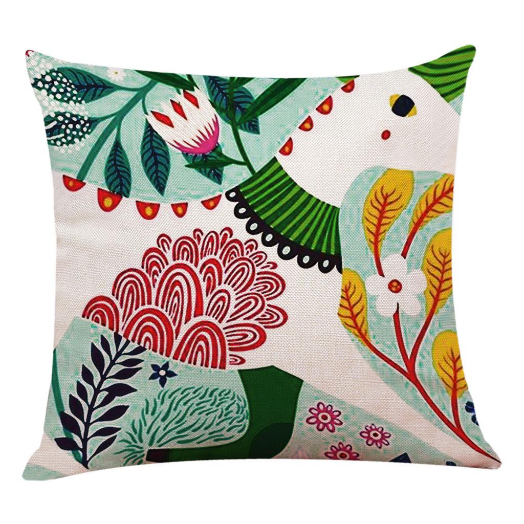 Cotton Linen Square Home Decorative Throw Pillow Case Sofa Waist Cushion Cover