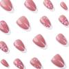 24-Piece Set: French White Floral Almond Press-On Nails with Detachable Tips