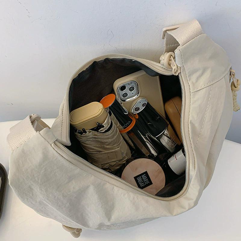 Canvas Crossbody Bags Large Capacity Korean Simplified Shoulder Bag Lightweight Solid Color Dumpling Bag Travel Sports Hobos Bag