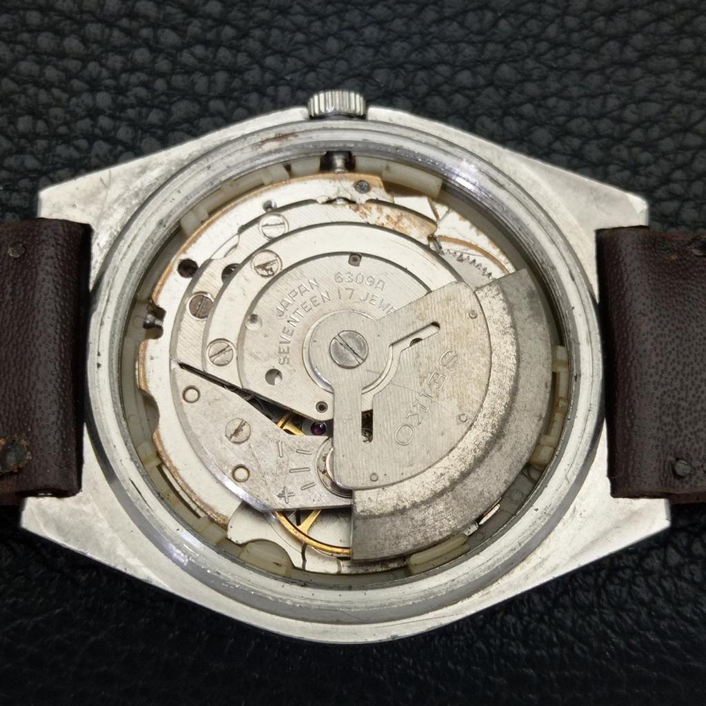 VINTAGE SEIKO 5 AUTOMATIC JAPAN 6309A MENS ORANGE COLOR DIAL WATCH A702711-1 R210-a702711