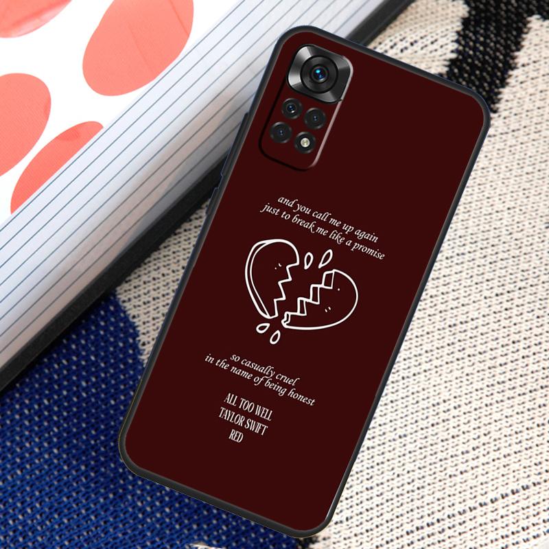 All Too Well Lyrics Art Case For Xiaomi Redmi Note 11 10 8 9 12 Pro Note 11S 10S 9S 8T Redmi 10 10C 12C 9C 9T Cover