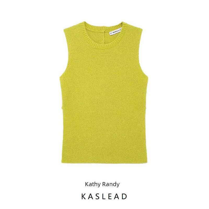 Kaslead New Arrival Women's Clothing Fashion Style Fashion Casual Minimalist Back Button Plain Stitch Tops 2142104