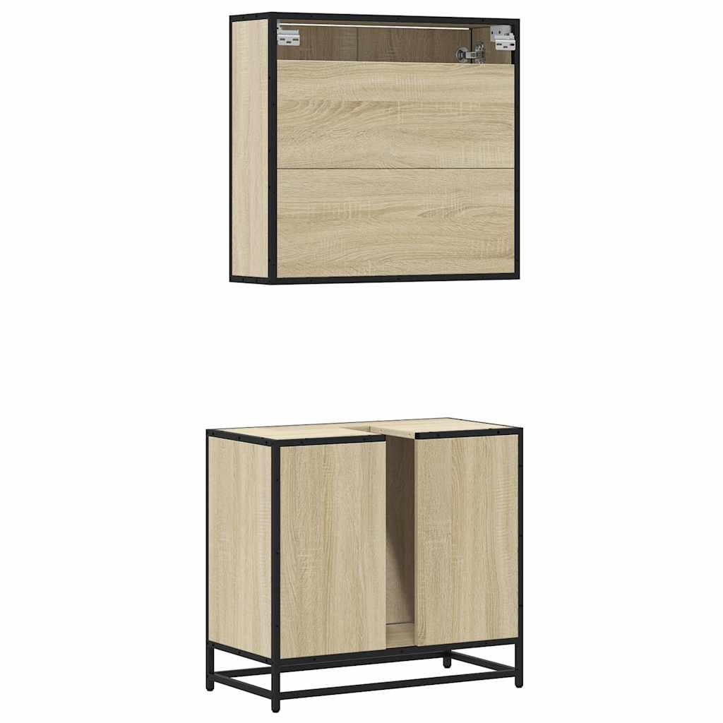 2 Piece Bathroom Furniture Set Sonoma Oak Particleboard