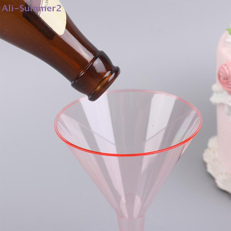 {Summer2} 10Pcs Plastic Martini Cups Transparent Cocktail Dessert Unbreakable Mini Cups For Wedding Party Bowl Wine Ice Cream