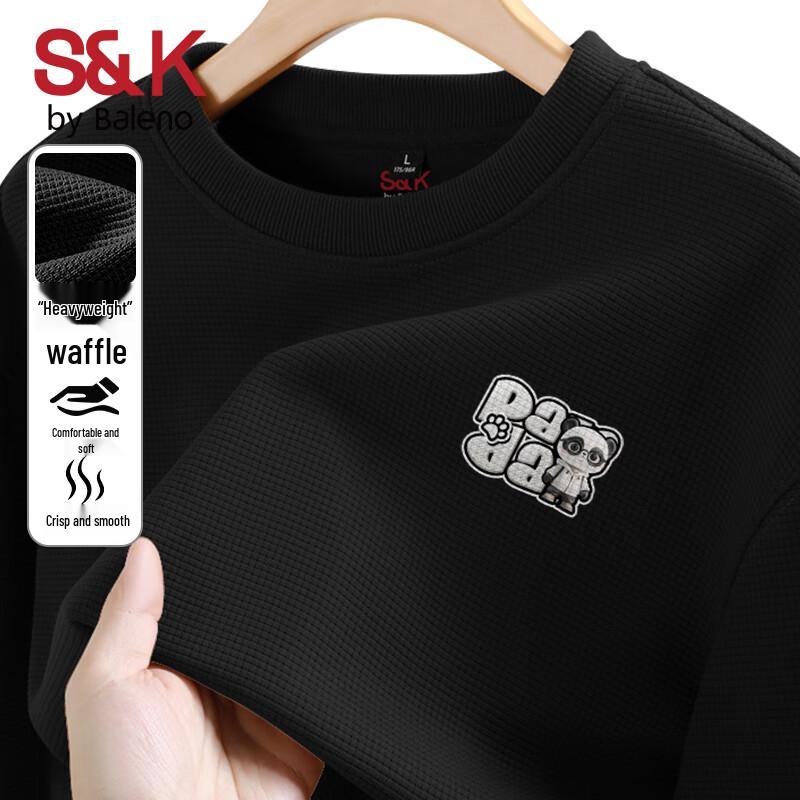 Baleno S&K Men's Waffle Knit Panda Graphic Long-Sleeve Top