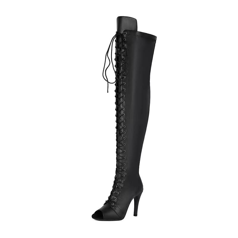 Black High Women Heels Soft Peep