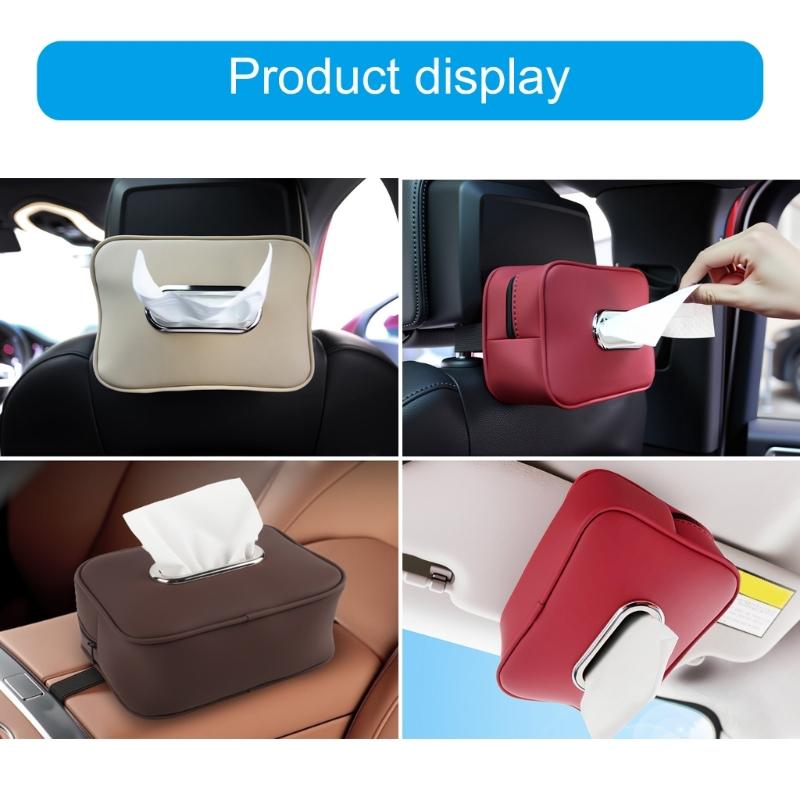Not Slip Vehicle Tissue Box Holders Leather Construction Napkins Dispenser Multifunction For Sun Visors Armrest Back Seats