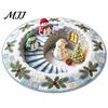 Festive Round Rug for Christmas 3D Rug, Vortex Optical Illusion Area Santa Snowman Staircase Durable Entrance Winter Depth Pattern, Non-slip Floor Mat