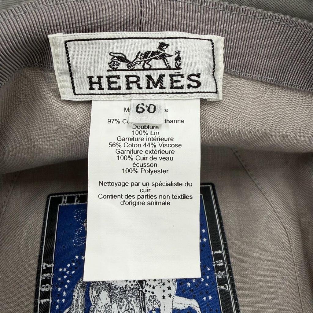 Excellent HERMES Hat Bucket with H Logo Patch Cotton Mens Used
