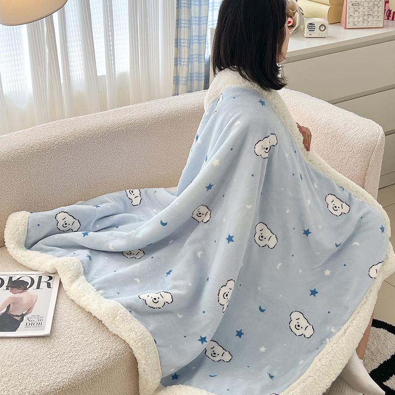 Pink Plaid Thick Blanket Girls Childrens Room Cute Cartoon Animal Bed Blanket Adults Home Travel Autumn and Winter Warm Blankets