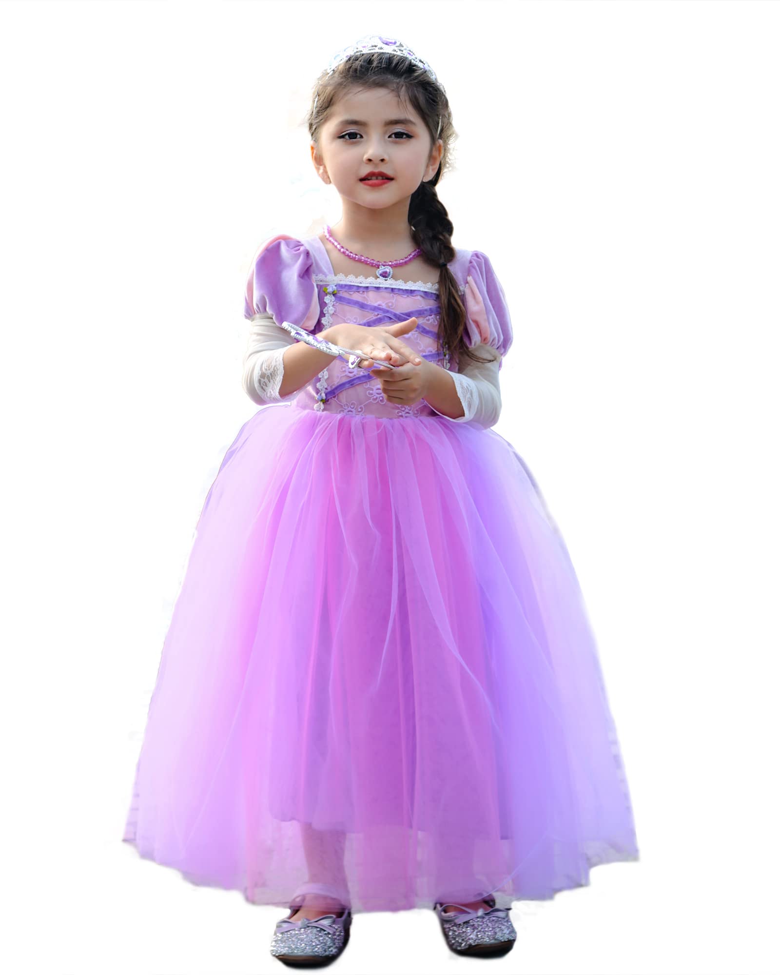 

TYHTYM Rapunzel Princess Dress, Children s, 100-140cm, Long-Haired Princess, Purple, Tangled, Cosplay Costume, Kids Costume, Event, Stage Outfit,