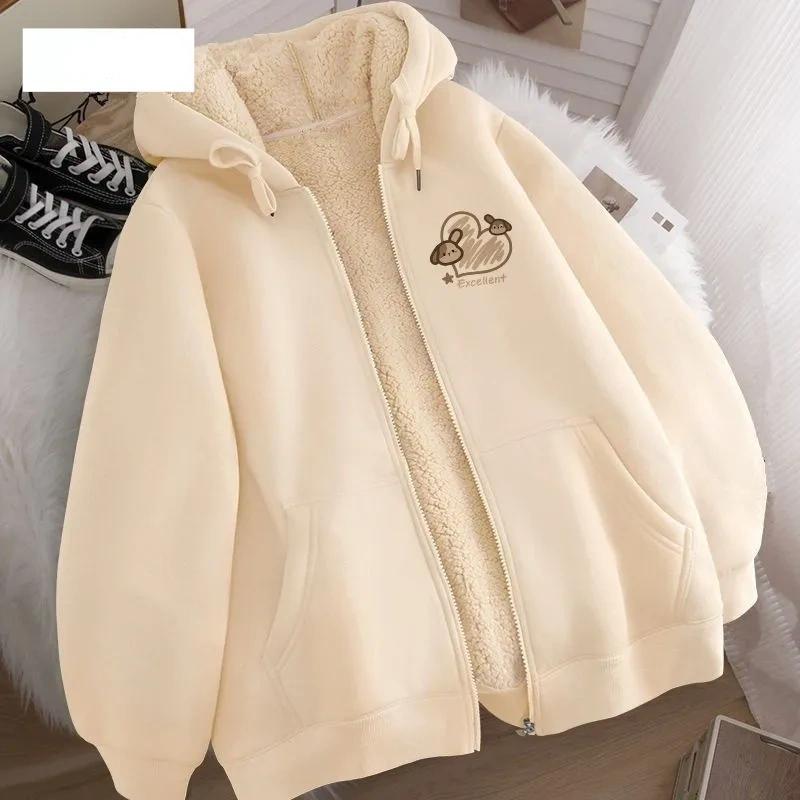 Thickened Cardigan Lamb Fleece Sweater Men's Long-sleeved Top Casual All-match Winter Warm Hooded Jacket