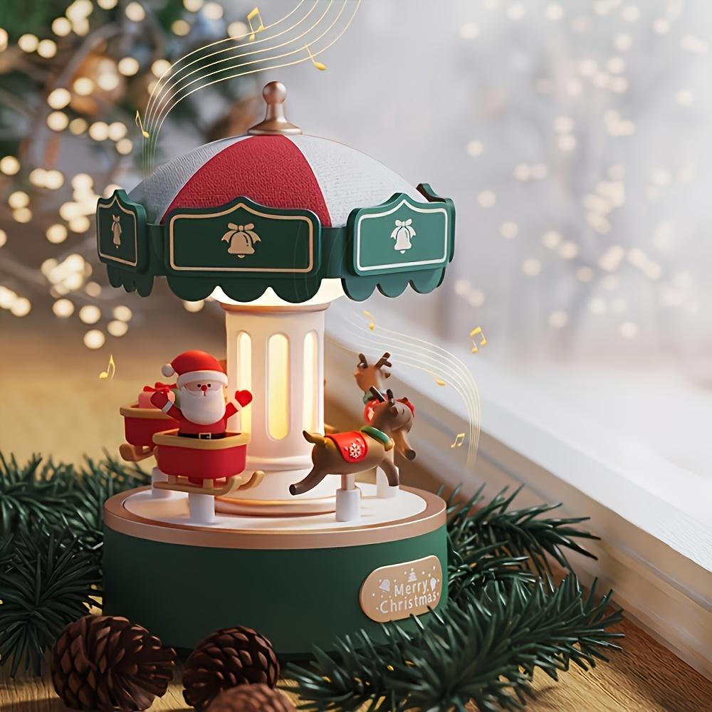 Dönen Atlıkarınca LED Gece Lambalı Noel Baba Müzik Kutusu, USB Güçlü Döndürücü, Sevgililer Günü Hediyesi Noel Ağacı İçin, Işıklı Noel Süsleri