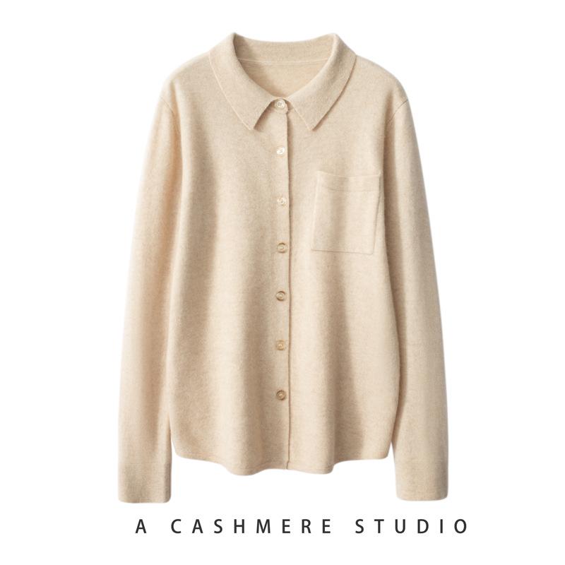 2024 Autumn/Winter Women's Cashmere Polo Collar Cardigan