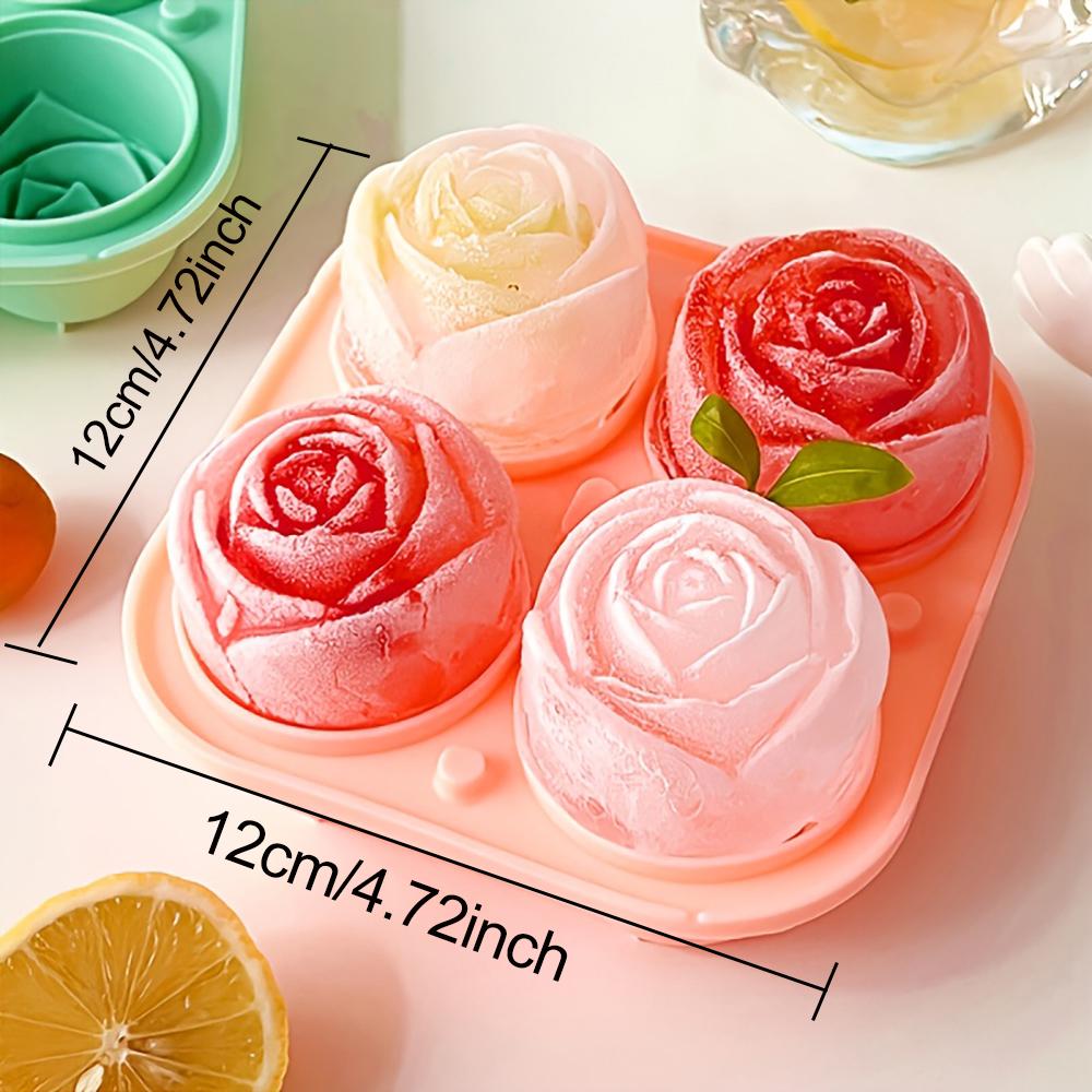 1PC Cute Rose Flower Ice Cube Tray Flexible Silicone Ice Ball Mold Ice Trays For Freezer Homemade Summer DIY Drink Ice Coffee