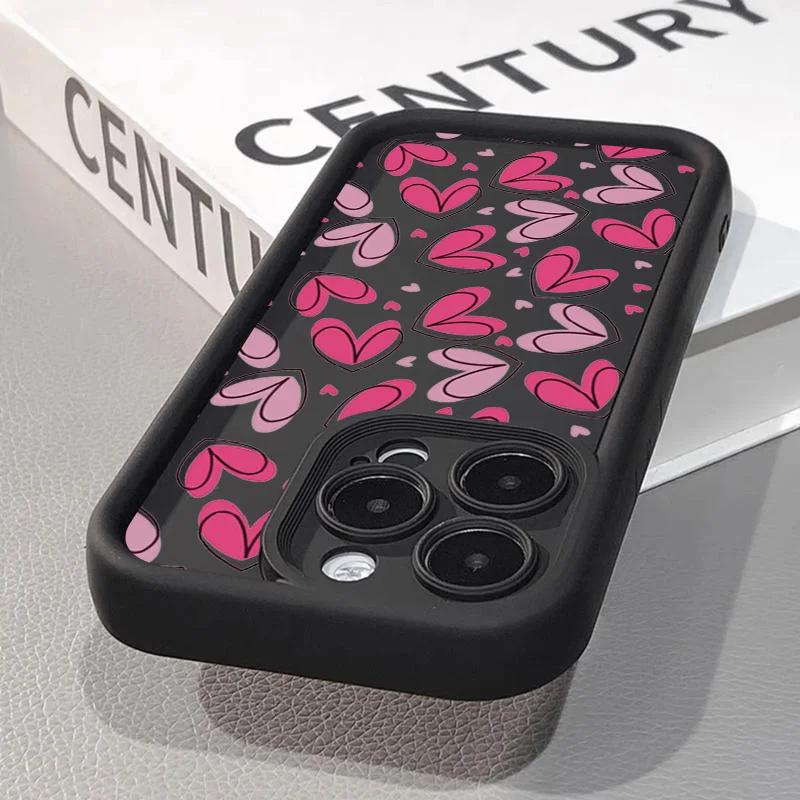 Pink Heart-Shaped Soft Silicone Phone Case for IPhone 17 16 15 14 13 12 11 Pro Max 16e X XR 7 8 Plus Shockproof Back Cover