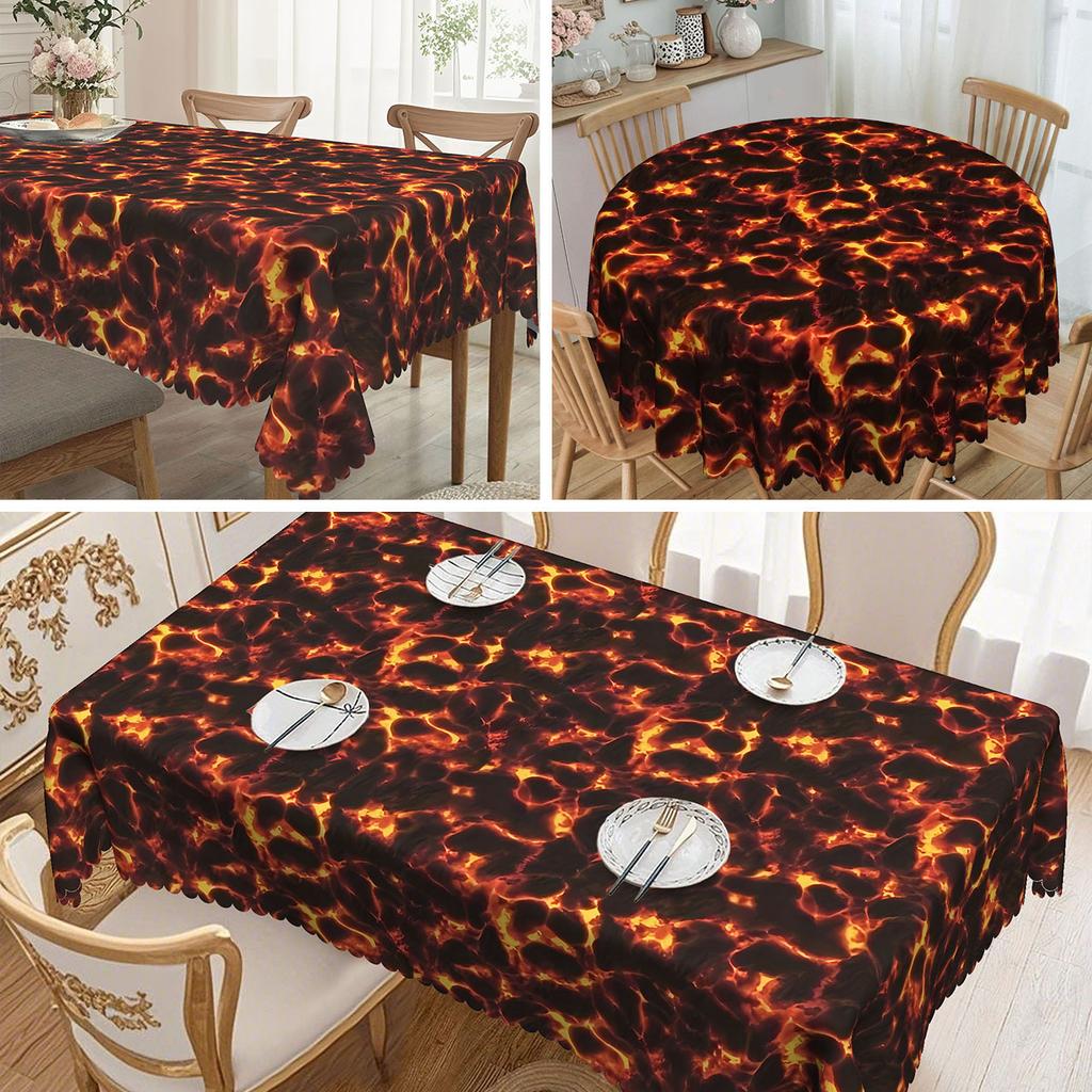 1 Lava Tablecloth Volcano Decorations Halloween Tablecloths, Lava Party Supplies Suitable For Round And Long Tables
