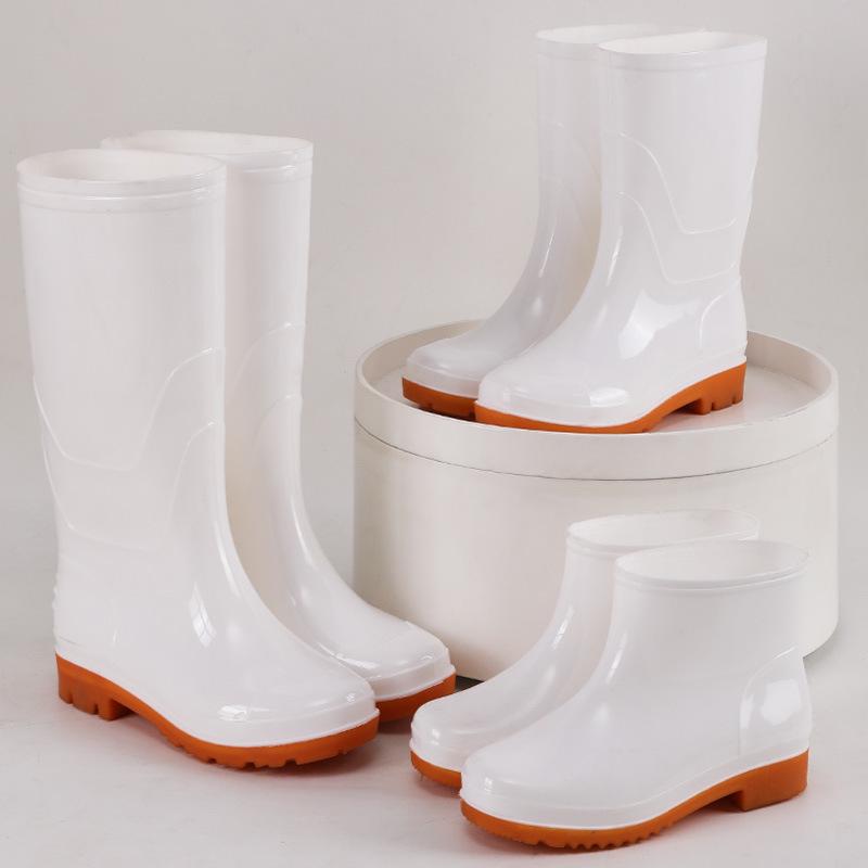 White High-Top Rain Boots: Acid, Alkali, Corrosion Resistant, Waterproof, Oilproof Farm Shoes