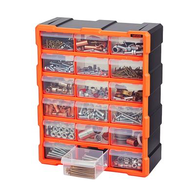 18-Drawer Storage Organizer, Plastic, Drawer Storage Cabinet for Garage Organization, Stackable Small Parts Organizer, Wall-Mounted Toolbox