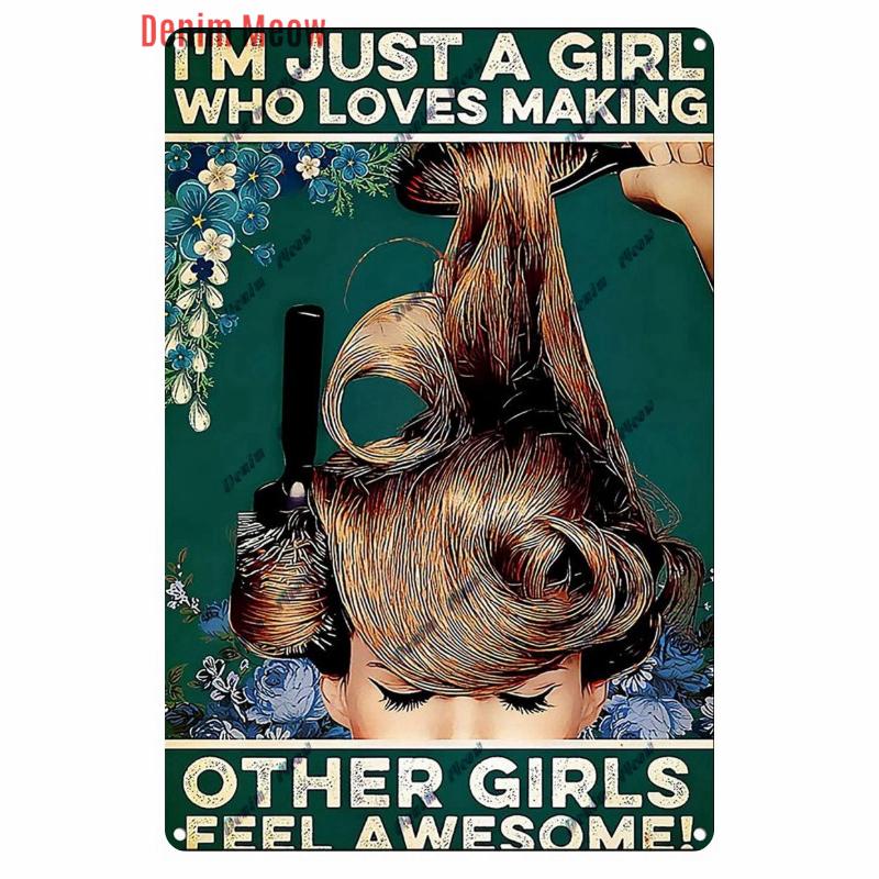 Vintage Hair Stylist Metal Tin Sign, Tattoo Artist Metal Poster, Retro Hairdressing Salon,  Room Wall Poster, Home Decor WY243