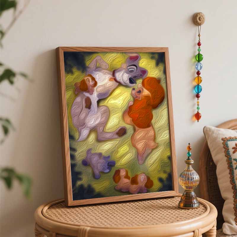 Disney Lady and the Tramp Oil Art Painting Kit Home Wall Decor Handmade Gift for Room Aesthetic Modern Art Canvas DIY Paint by Number