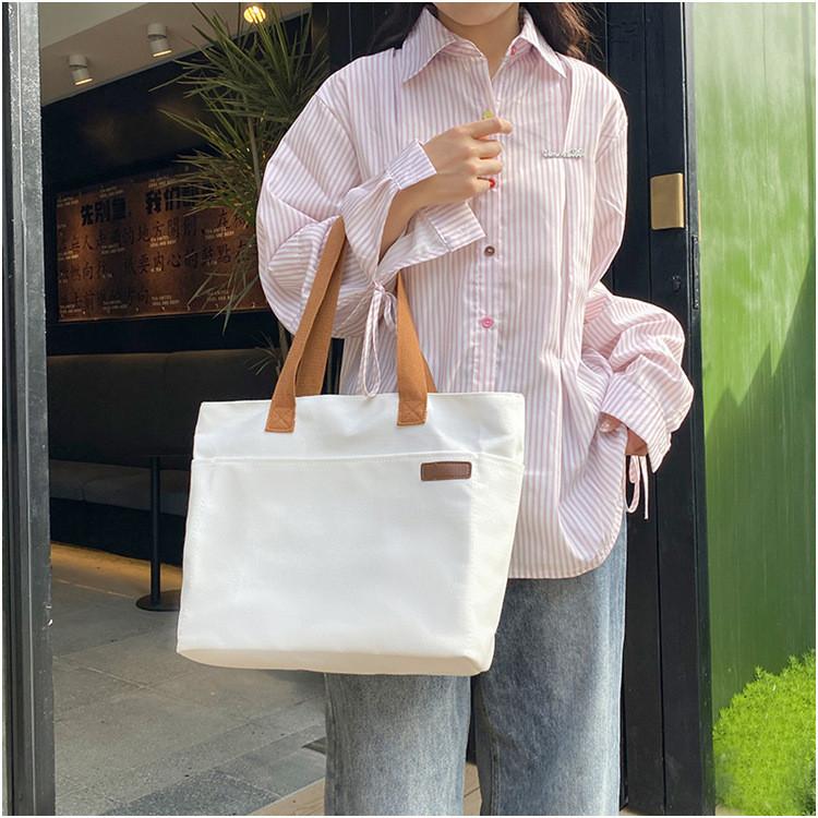 Canvas Bag Japanese Literary Large Capacity Shoulder Bag Female Student Tutoring Bag Korean Pure Color Commuter Ladies Handbag