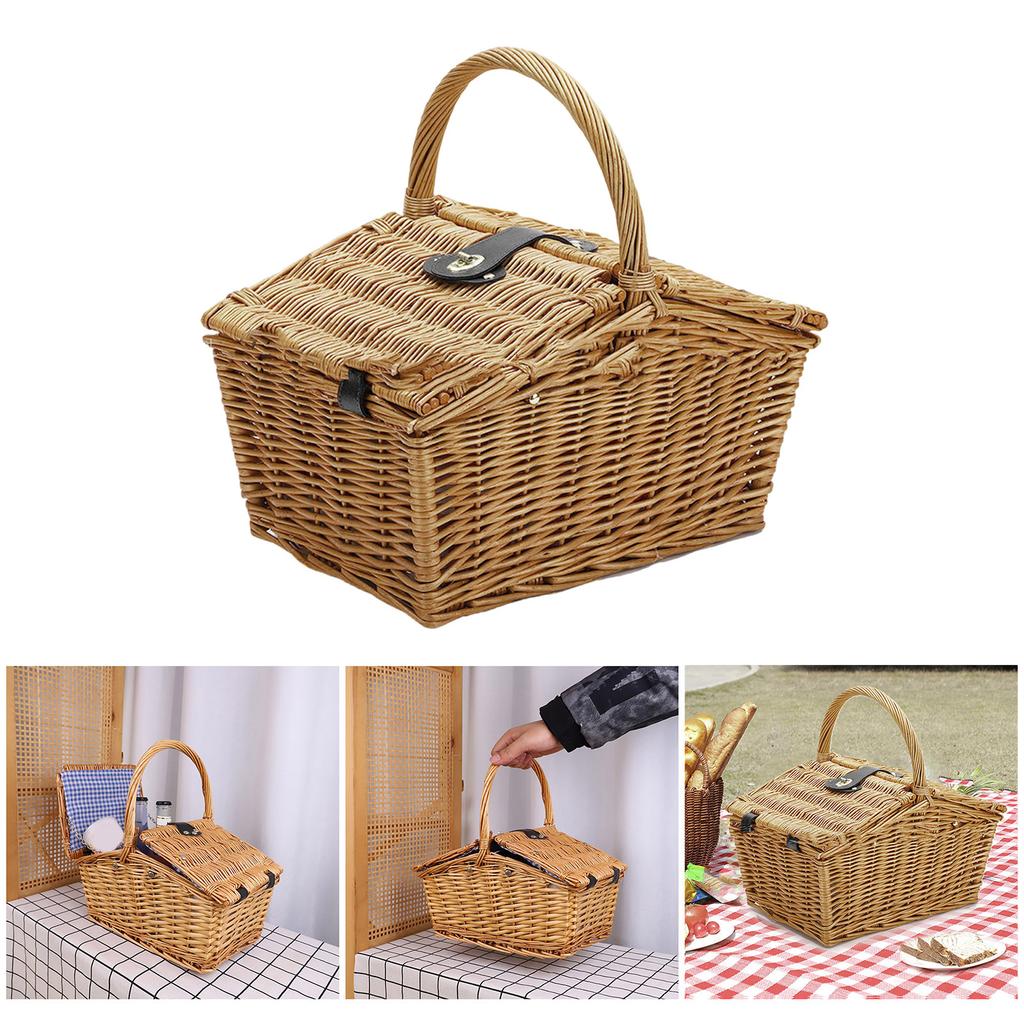 Cesto Tradizionale per Picnic Cesto portaoggetti in Vimini Fatto a Mano Cesto da Viaggio Campeggio Essenziale per Picnic Familiari