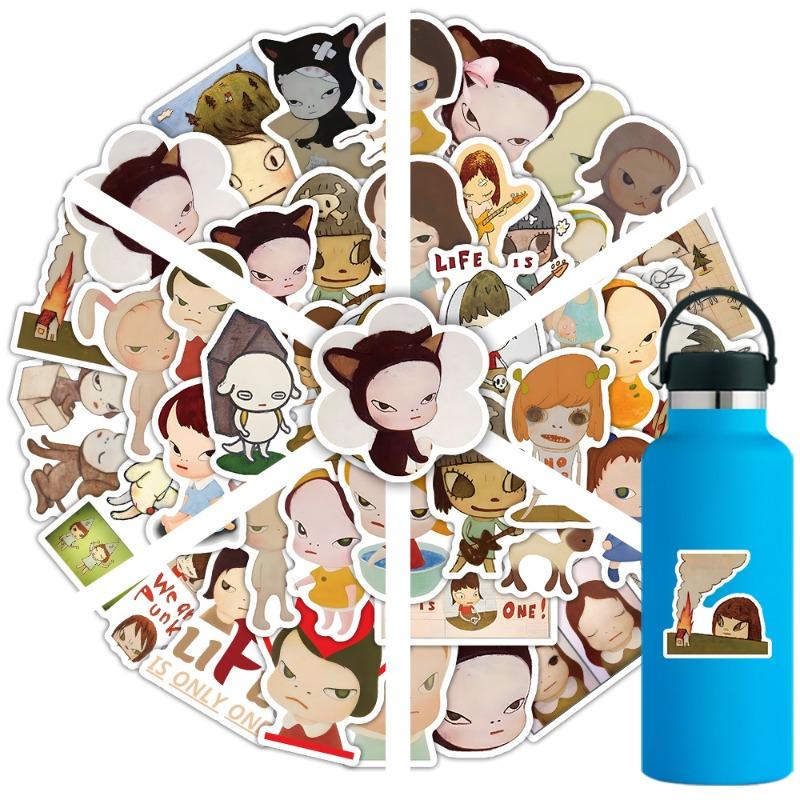 54pcs Yoshitomo Anime Nara Stickers Cute Phone Cases Laptop Suitcases Water Cups Waterproof Stickers Toy Gift