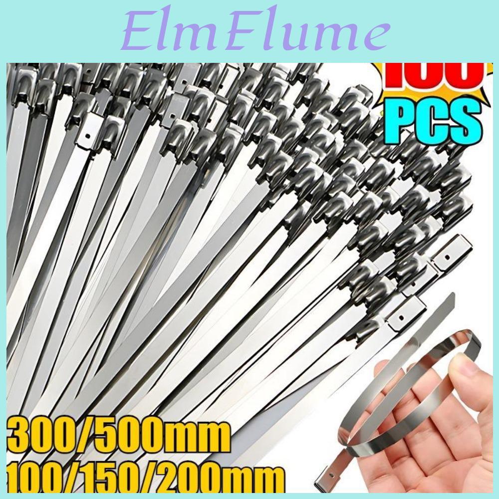 Tie Cable Steel Stainless 100pcs Reusable Selfsealing Fastening Rings Cable Tie Multipurpose Metal Hardware Cable Organizer