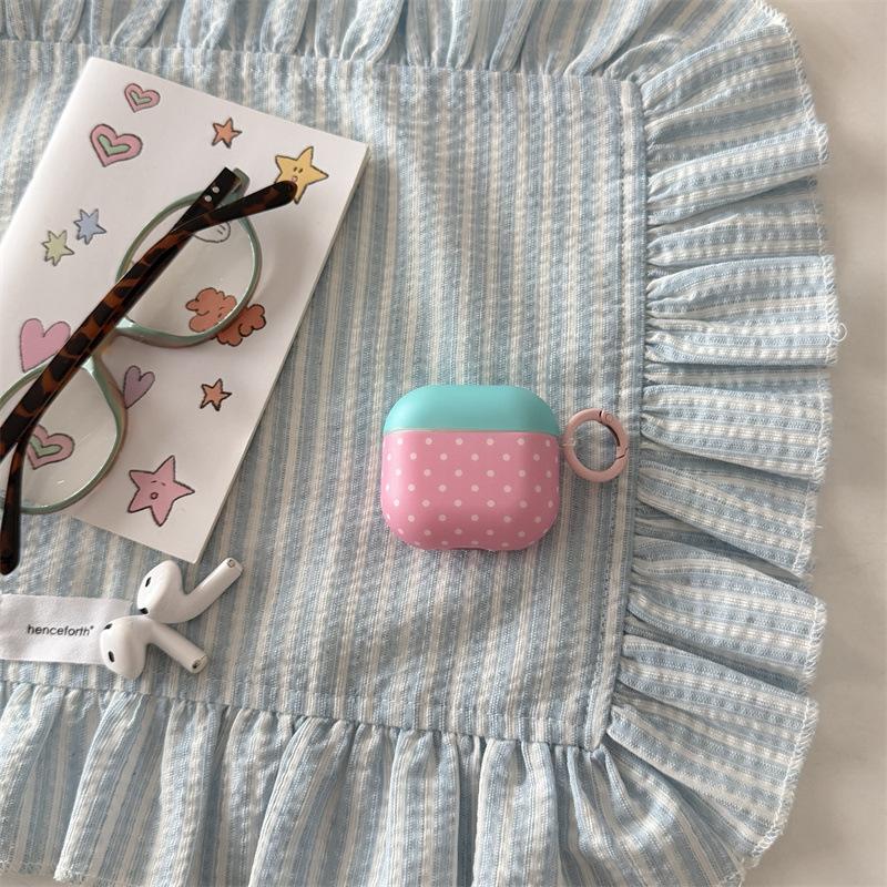 Japan and South Korea contrasting color polka dot flower pendant for AirPods 1 /pro1 earphone protective case cover second and third generation new