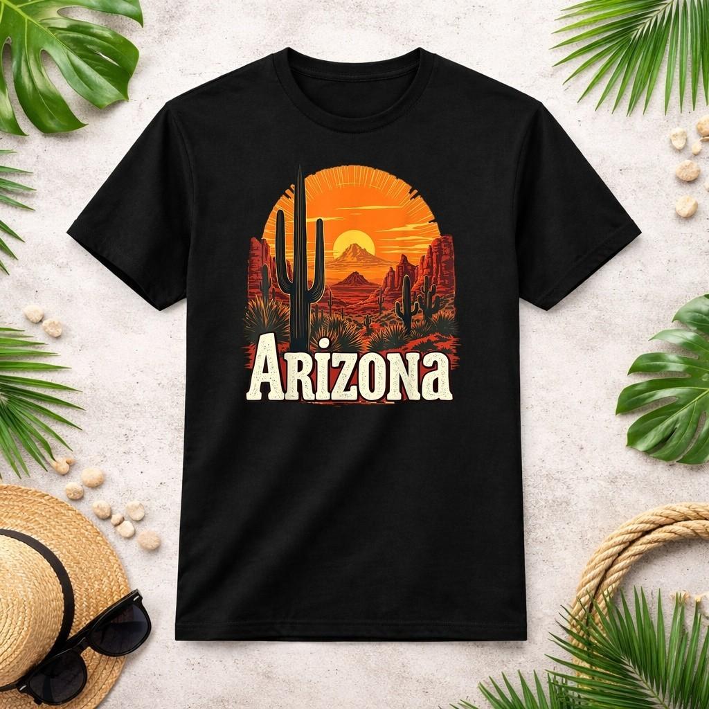 Camiseta Vintage Retro Arizona Estado de Origen AZ Atardecer en el Desierto