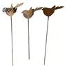 Estacas Decorativas para el Suelo 3 Piezas Estaca de Pájaro de Metal Oxidado, Escultura de Pájaros Lindos, Animales Decoración Antioxidante Estaca para Jardín para Decoración Exterior de Patio, Regalos Amigos