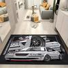 Silver Retro Coupe Film Strip Border Comic Print Area Rug Non‑Slip Rectangular Floor Mat Auto Fan Decor for Gaming Bedroom Living Room