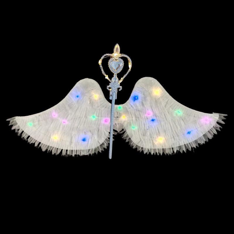 Little Girl's Angel Feather Wings Set – Christmas and New Year Costume Décor