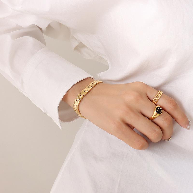 Trendy Non-Fading Titanium Steel Cuban Chain Bracelet for Couples