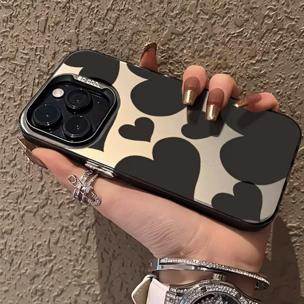 Foreign trade new black heart pattern for apple 16/15/14 pro mobile phone case 15promax13/12/11X