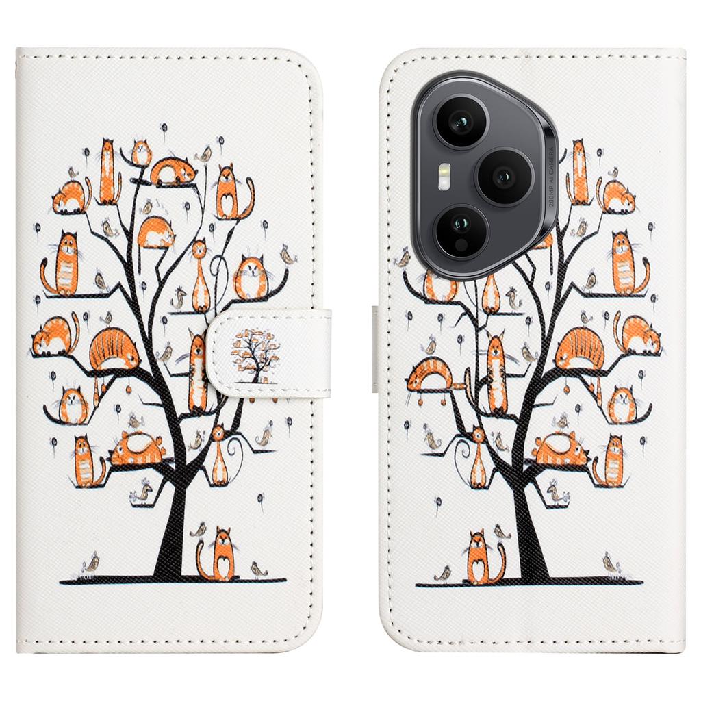 Dla Honor 400 Pro 5G (Światowy) Etui Wzór Nadruk Skóra PU Portfel Pokrowiec na Telefon Tekstura Krzyżowa